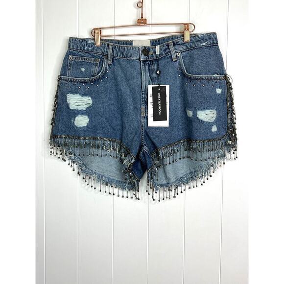 Anthropologie One Teaspoon Razzle Dazzle Truckers Mid Waist Relaxed Shorts NWT - Picture 2 of 12